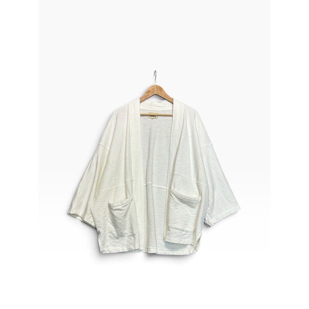 Madewell MWL Cardigan Sweatshirt Jacket White Size M Oversized Open Front